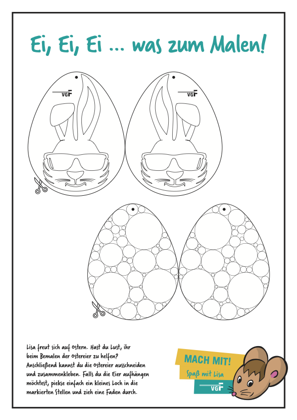 VGF-Malvorlage zu Ostern mit ausmalbaren Eiern