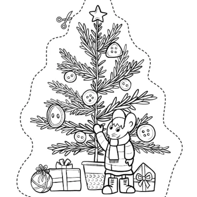VGF-Ausmalvorlage für Weihnachten und einem Weihnachtsbaum