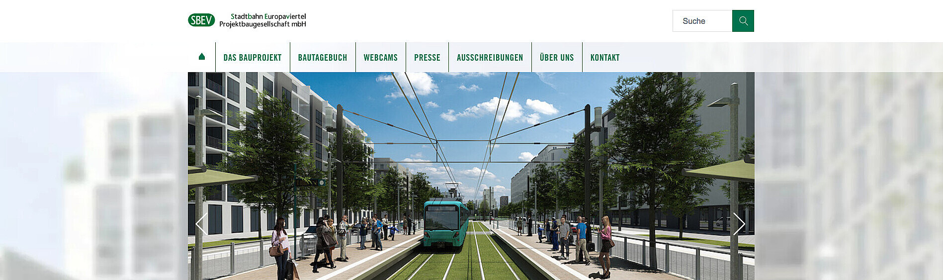 Einfahrende Straßenbahn mit Menschen. Auszug von der SBEV Website