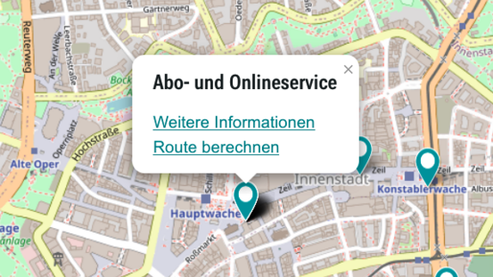 Ausschnitt aus einer OpenStreetMaps-Karte mit Pin 