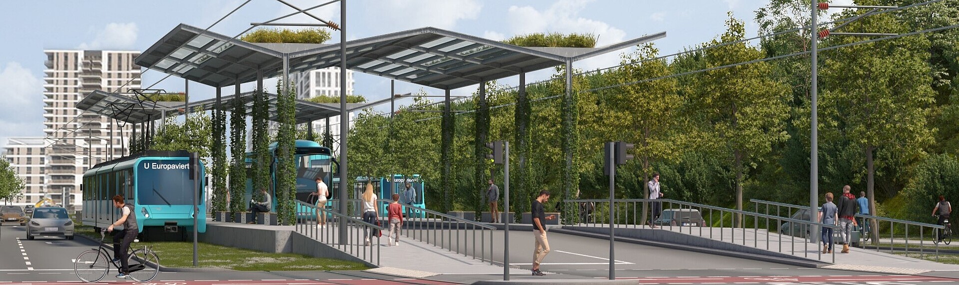 Verlängerung der U5 zum Römerhof: Das Bild zeigt eine Visualisierung der zukünftigen Station Am Römerhof.