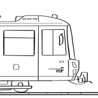 Malen mit Lisa | Ausmalbild einer Maus und einer VGF-U-Bahn