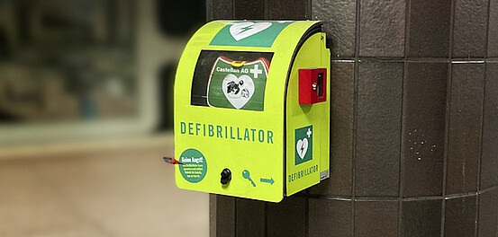 Abbildung eines Defibrillator-Kastens an einer VGF-Station