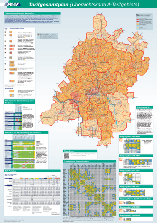 Tarifgesamtplan. Übersichtskarte A-Tarifgebiete