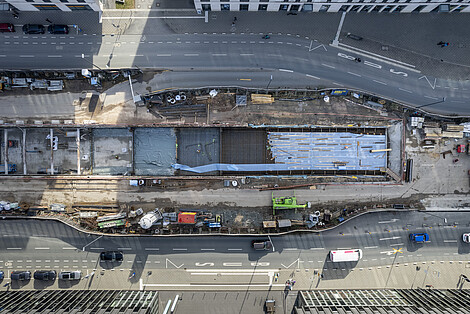 Draufsicht Trogbauwerk Stadtbahn Europaviertel