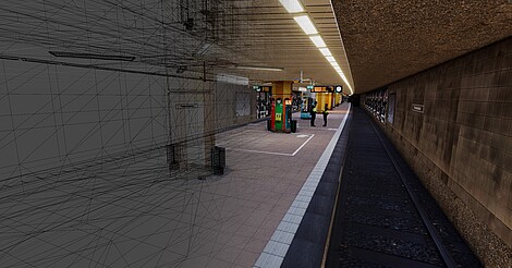 Man sieht den Parlamentsplatz als virtuelle Version im 3-D Modell.