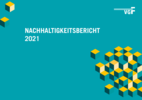 Grün-gelbe Würfel mit VGF-Logo im Bild. Im Bild zu lesen: Nachhaltigkeitsbericht 2021